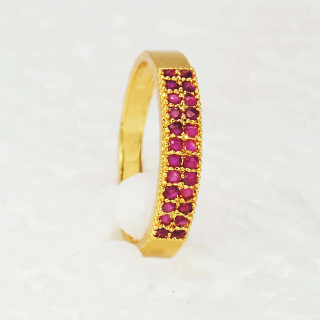 Enchanting Gold Plated Semi - precious Stones Finger Ring - K Supreme