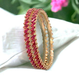 Enchanting Rose Gold Plated Zircon Bangles - K Supreme