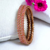Enchanting Rose Gold Plated Zircon Bangles - K Supreme