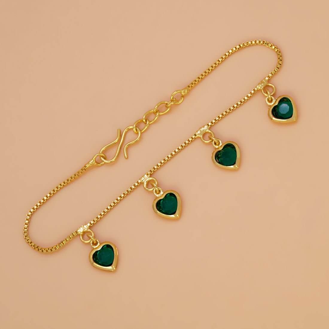 Endearing Gold Plated Stone Heart Charm Bracelet - K Supreme