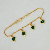 Endearing Gold Plated Stone Heart Charm Bracelet - K Supreme