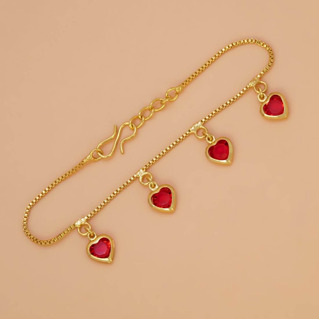 Endearing Gold Plated Stone Heart Charm Bracelet - K Supreme