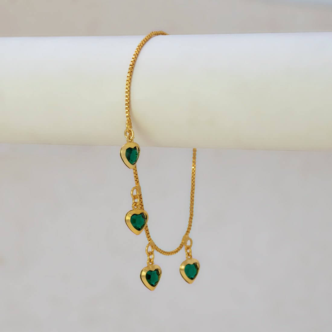 Endearing Gold Plated Stone Heart Charm Bracelet - K Supreme