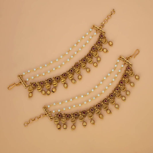 Ethnic Antique Lakshmi Pearl Ear Chain Matti - K Supreme