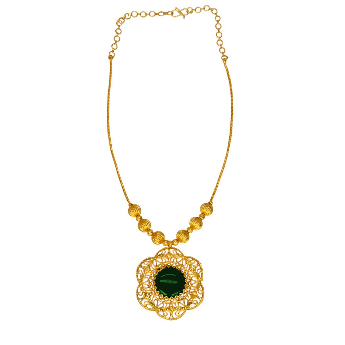 Ethnic Gold Plated Enamel Floral Pendant Necklace - K Supreme