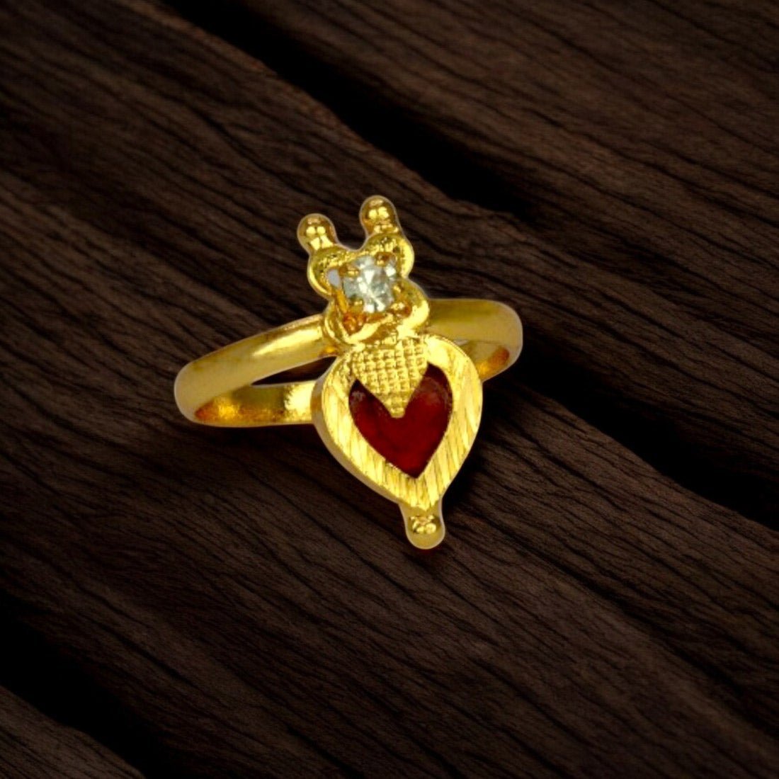 Ethnic Gold Plated Heart Enamel Finger Ring - KSupreme