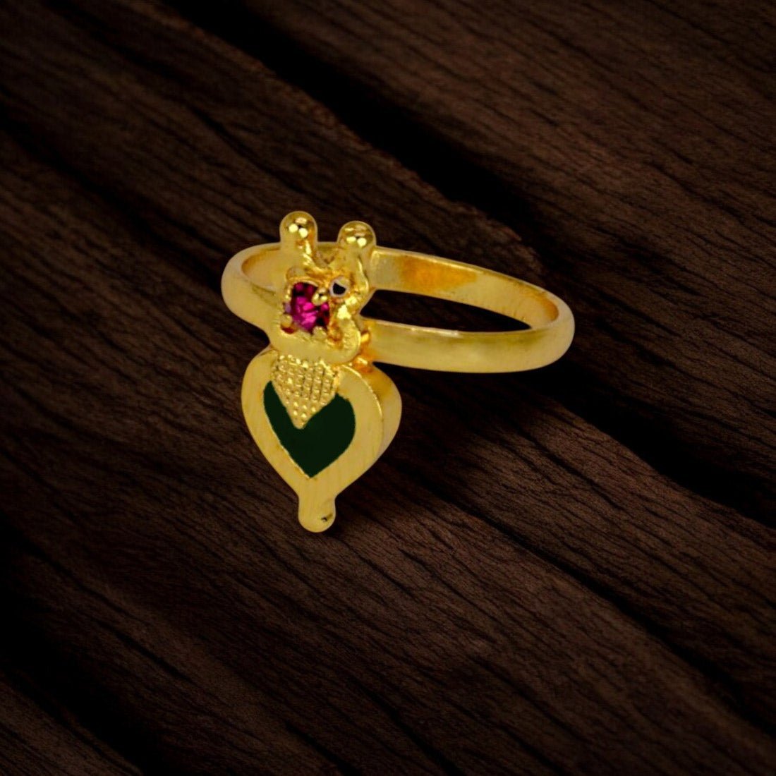 Ethnic Gold Plated Heart Enamel Finger Ring - KSupreme