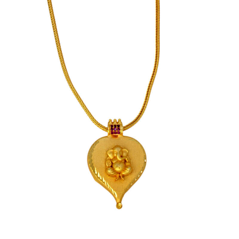 Ethnic Gold Plated Ruby Ganesha Pendant Necklace - K Supreme