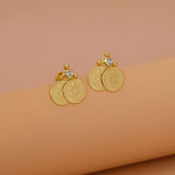Ethnic Gold - Plated Stone Lakshmi Kasu Stud Earrings - K Supreme