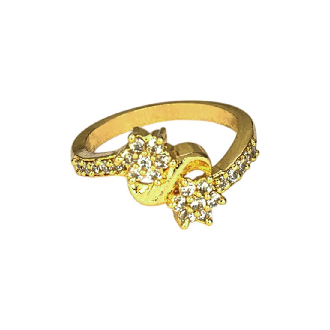 Expand Attractive Gold Plated White Stone Floral Ring - KSupreme