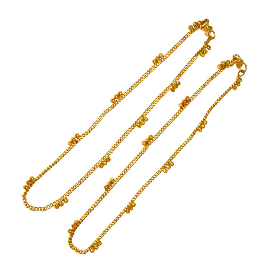 Expand Elegant Gold Plated Beads Thin Link Chain Anklets - KSupreme