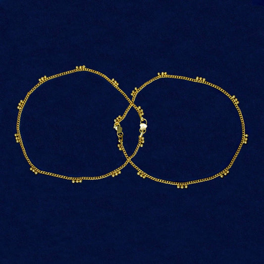 Expand Elegant Gold Plated Beads Thin Link Chain Anklets - KSupreme