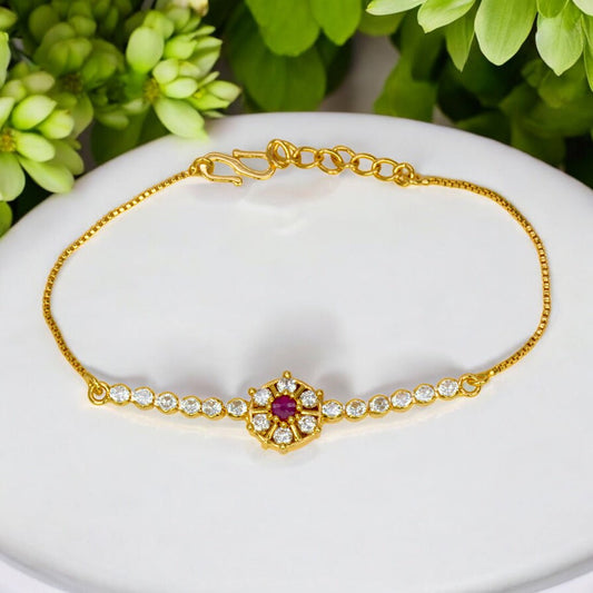 Expand Gold Plated Floral CZ Stone Ladies Bracelet - KSupreme