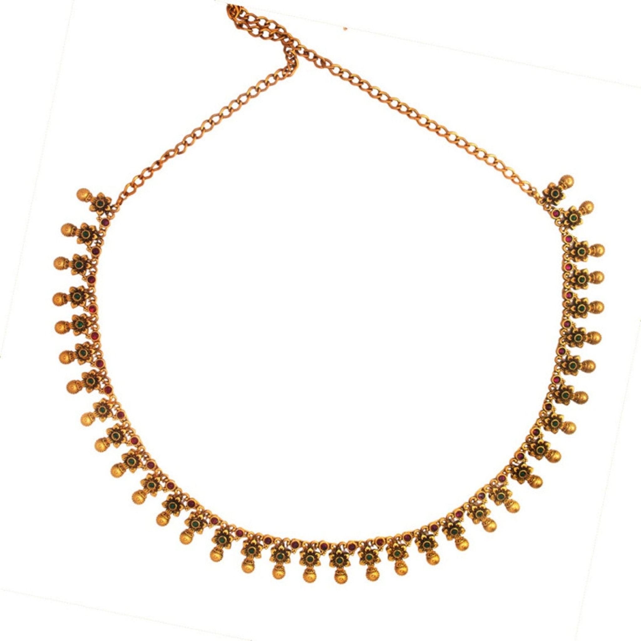 Exquisite Antique Kemp Stone Floral Bridal Hip Chain - KSupreme