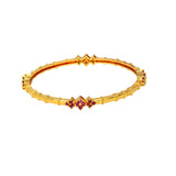 Exquisite Gold Plated Floral Ruby Stone Bangle - K Supreme