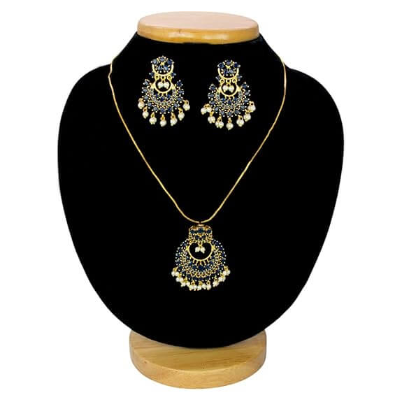 Exquisite Gold Plated Synthetic Stone Pendant Set - K Supreme