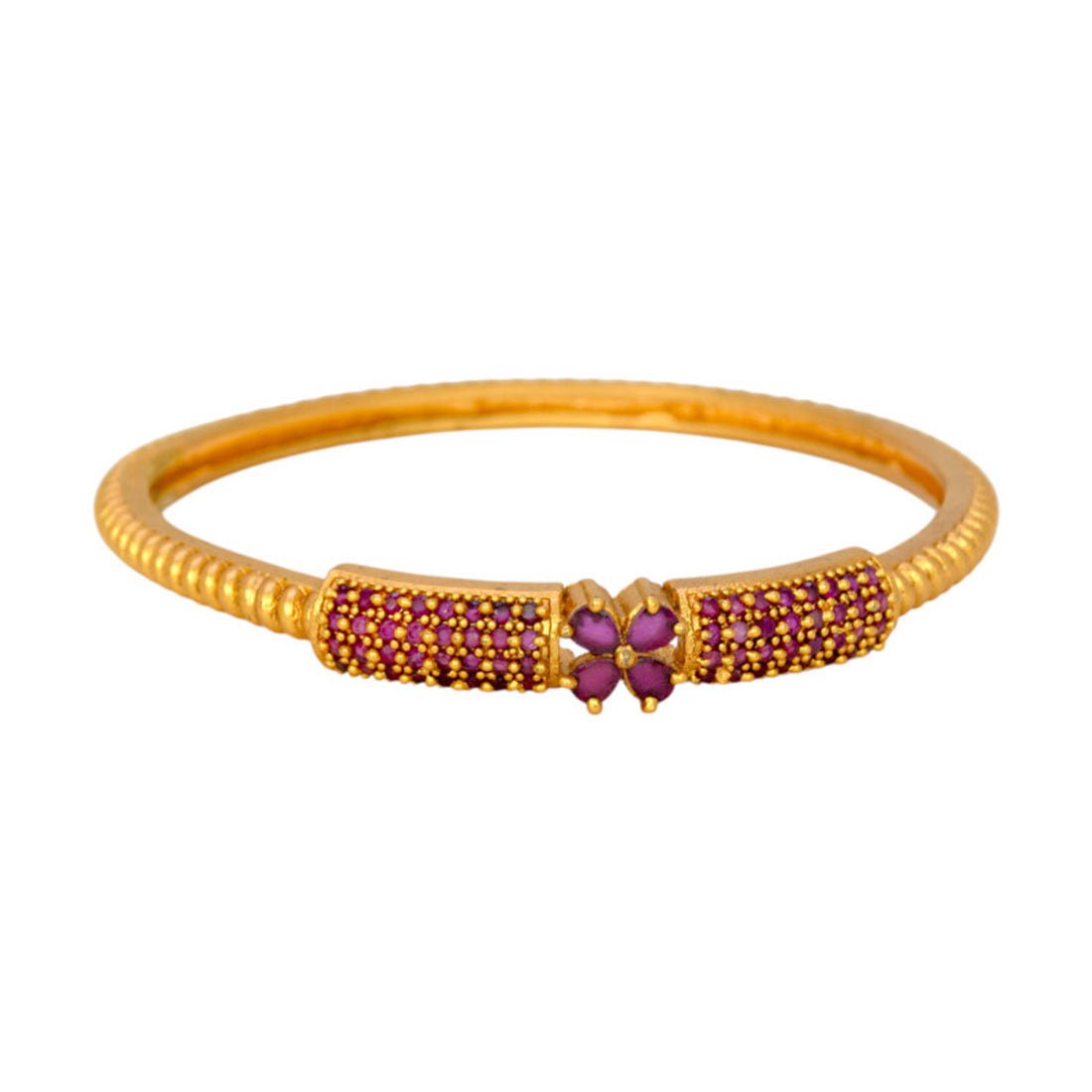 Exquisite Matte Gold Plated Ruby Designer Bangle - K Supreme