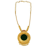 Exquisite South Indian Gold - Plated Green Enamel Pendant Necklace - KSupreme