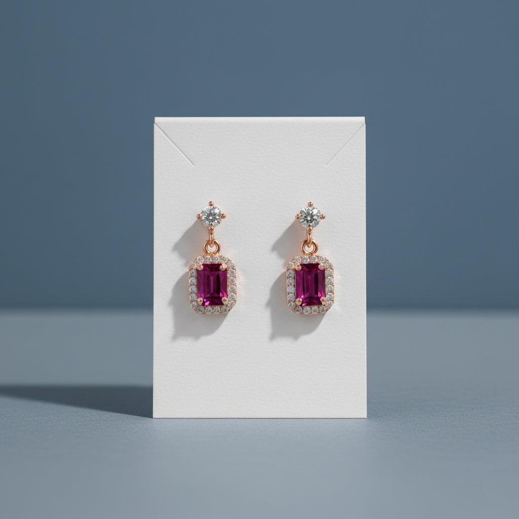Fashionable CZ Square Stone Drop Earrings - K Supreme