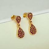 Fashionable Gold Plated Teardrop Stone Drop Earrings - K Supreme