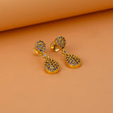 Fashionable Gold Plated Teardrop Stone Drop Earrings - K Supreme