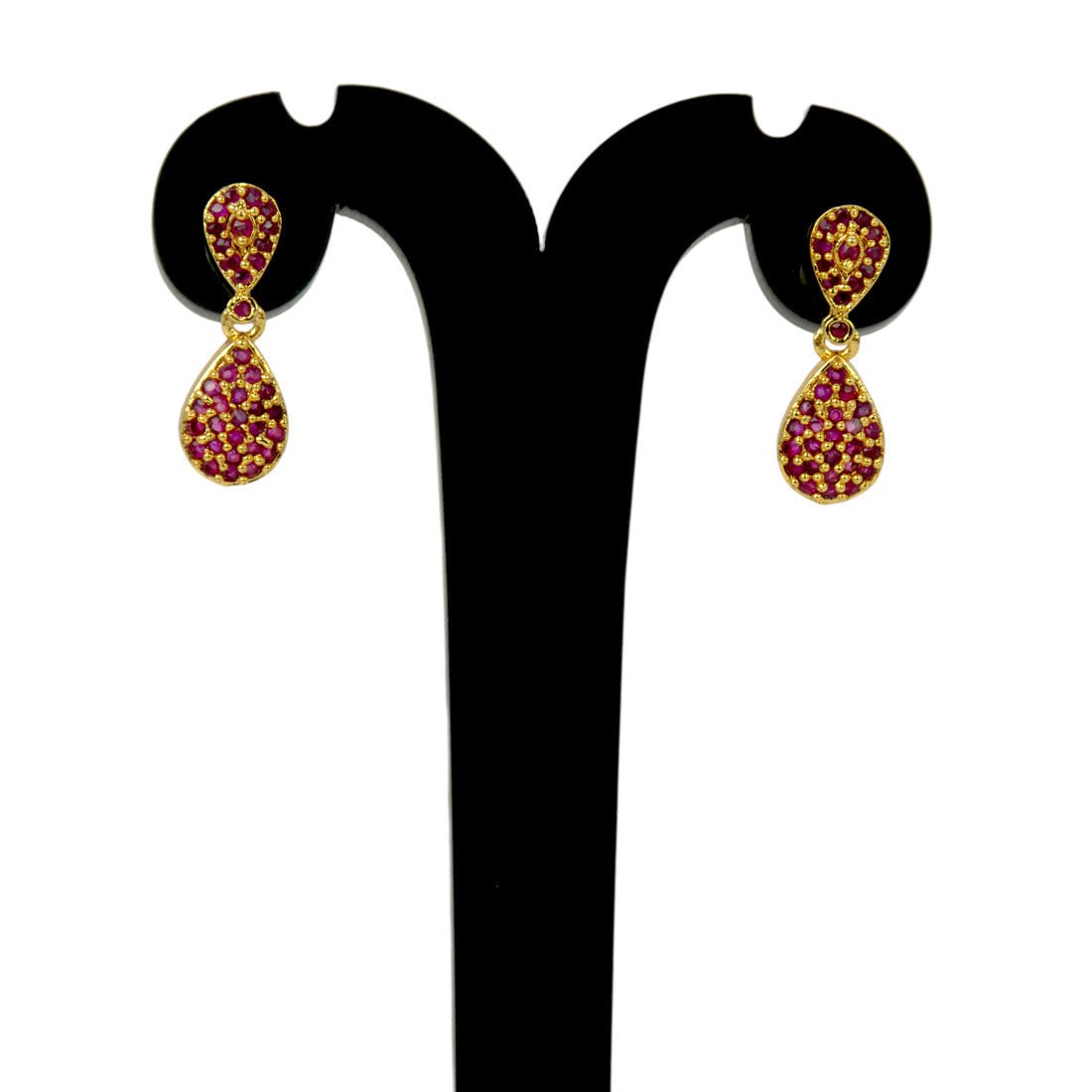 Fashionable Gold Plated Teardrop Stone Drop Earrings - K Supreme