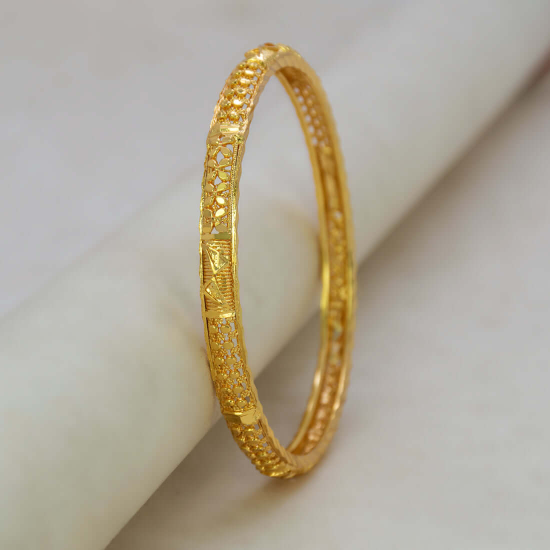 Floral Filigree Gold Plated Net Bangle - K Supreme