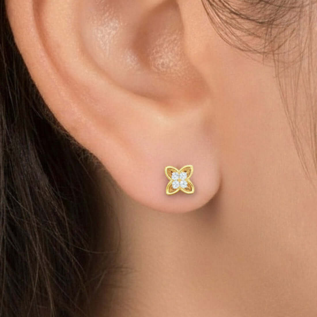 Floral Gold Plated CZ Second Stud/Kids Studs - K Supreme