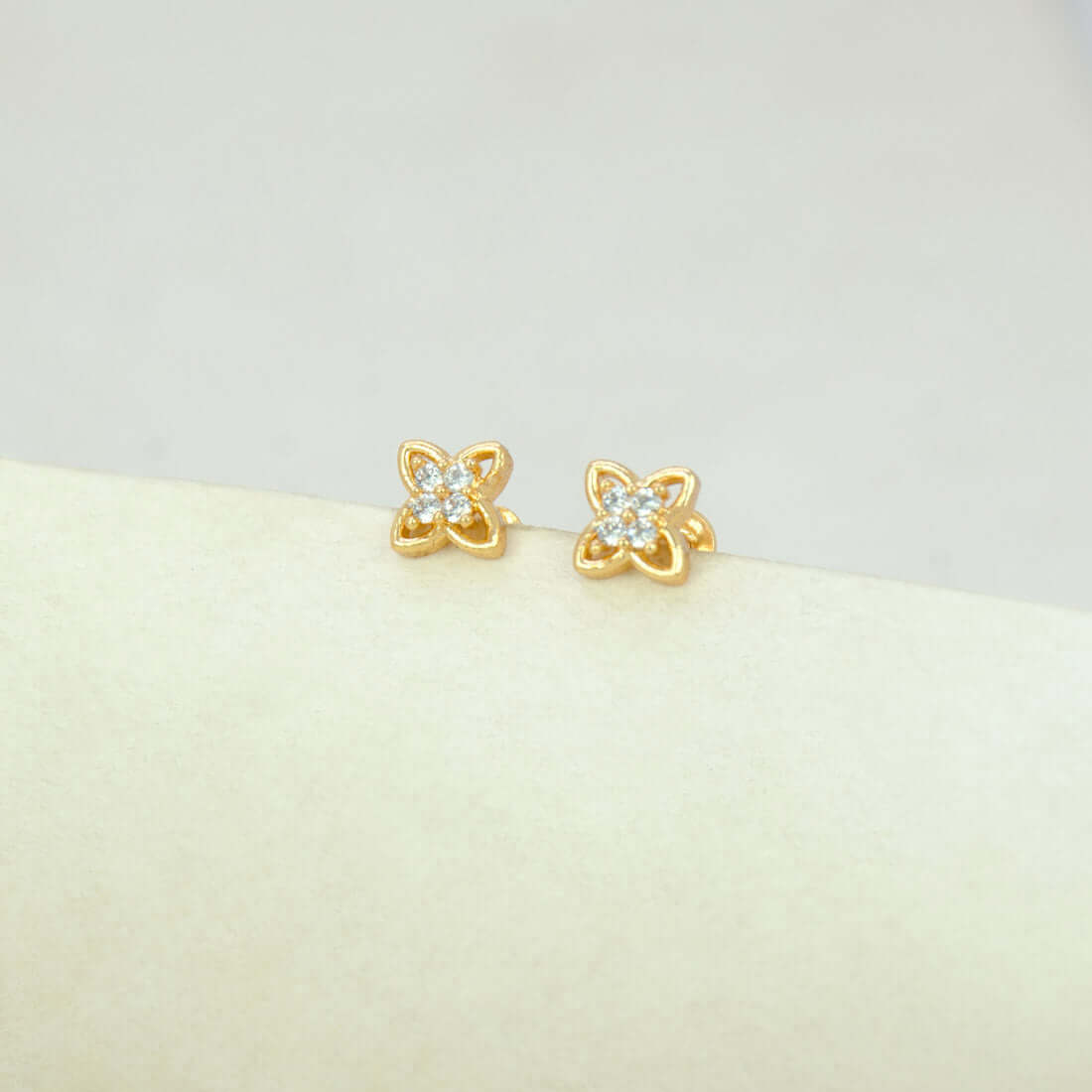 Floral Gold Plated CZ Second Stud/Kids Studs - K Supreme