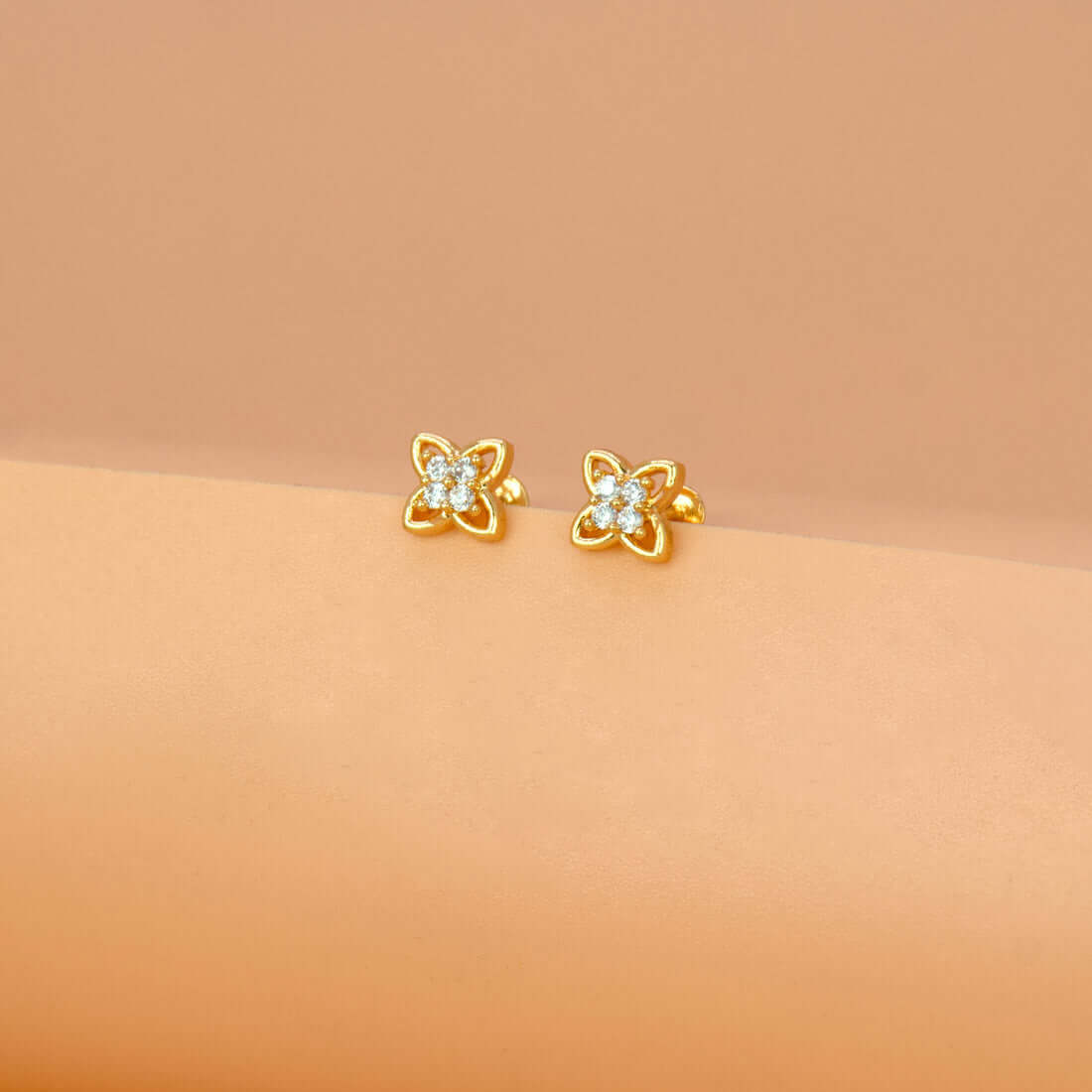 Floral Gold Plated CZ Second Stud/Kids Studs - K Supreme