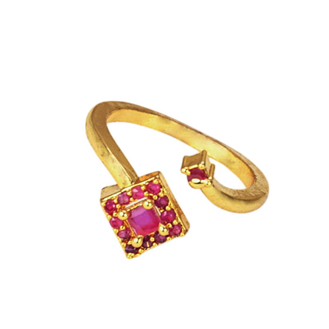 Gold Plated Alluring Two Jaw Ruby Finger Ring - KSupreme