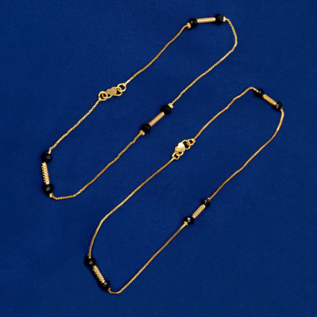 Gold Plated Black Crystal Designer Chain Anklets Payal - KSupreme