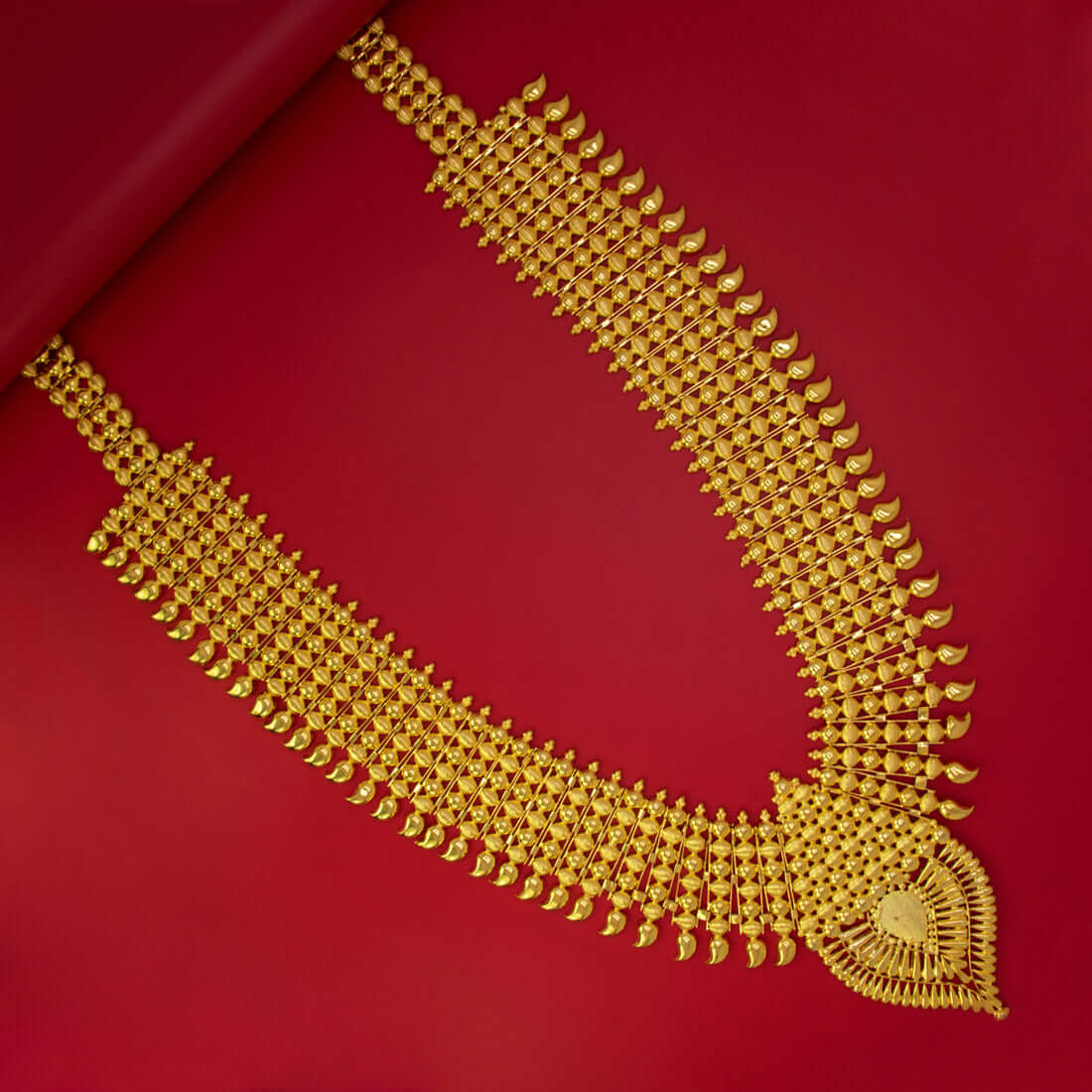 Gold Plated Broad Bridal Mango Long Necklace - K Supreme