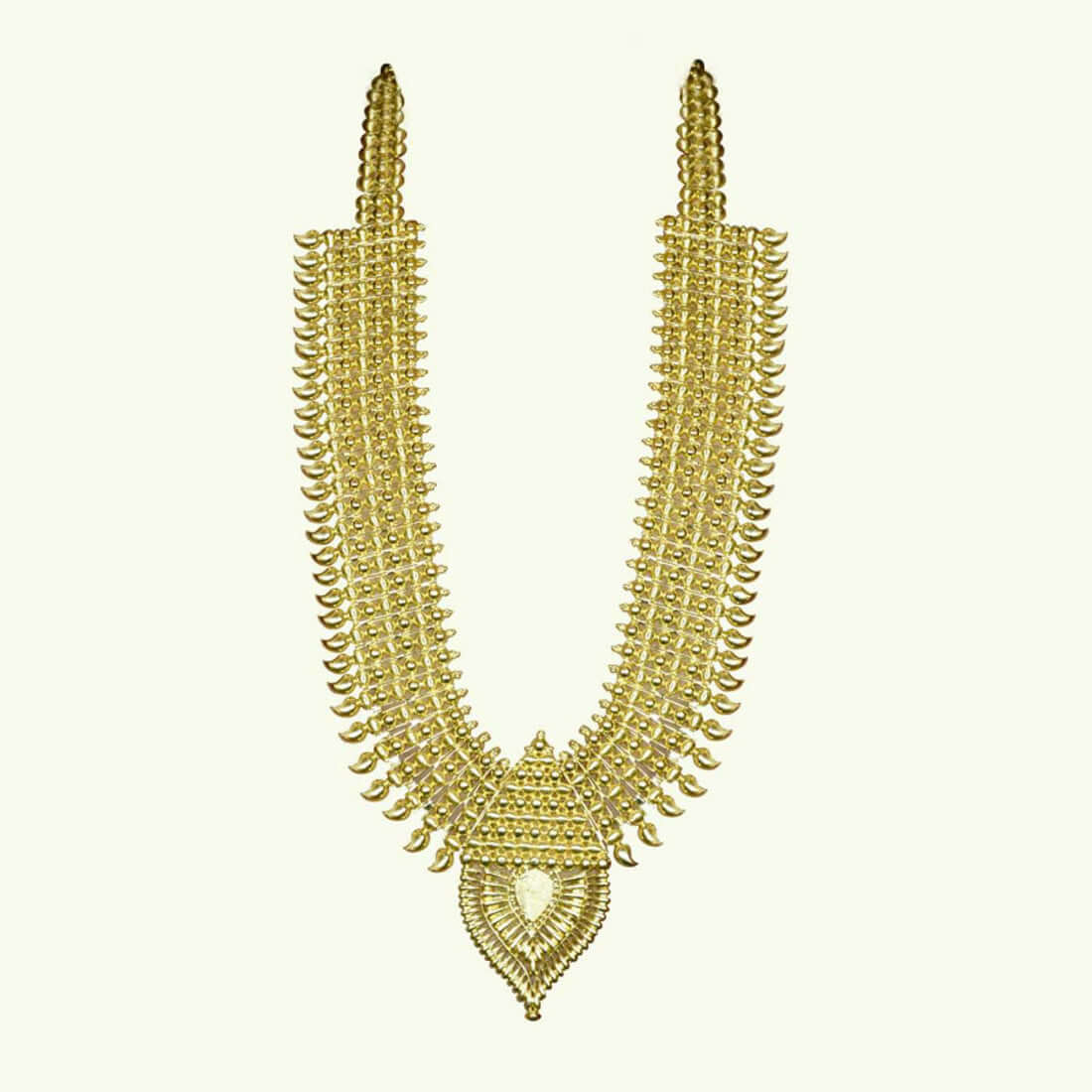 Gold Plated Broad Bridal Mango Long Necklace - K Supreme