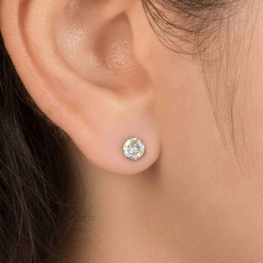 Gold Plated Classic CZ Second Stud Earrings - K Supreme