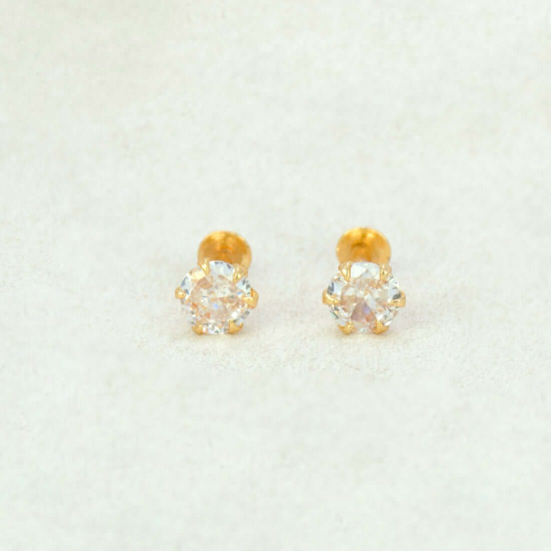 Gold Plated Classic CZ Second Stud Earrings - K Supreme