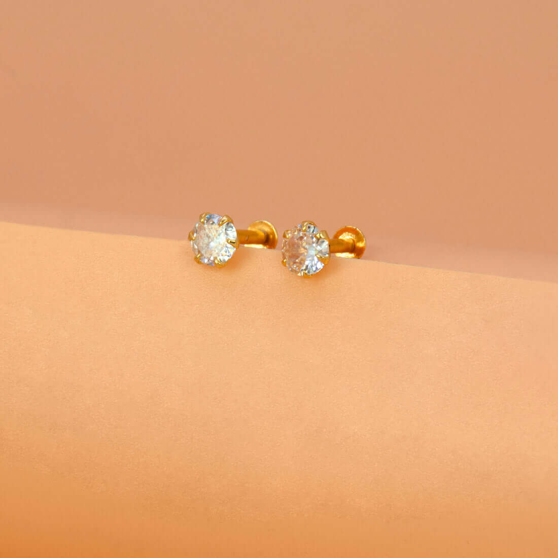 Gold Plated Classic CZ Second Stud Earrings - K Supreme