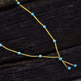 Gold Plated Cutting Chain Beaded Necklace