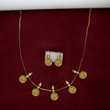 Gold Plated CZ Head Coin Kasu Necklace Set - KSupreme