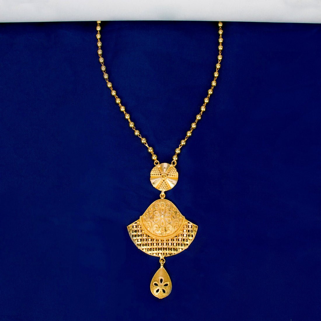 Gold Plated Designer Pendant Beaded Long Chain - KSupreme