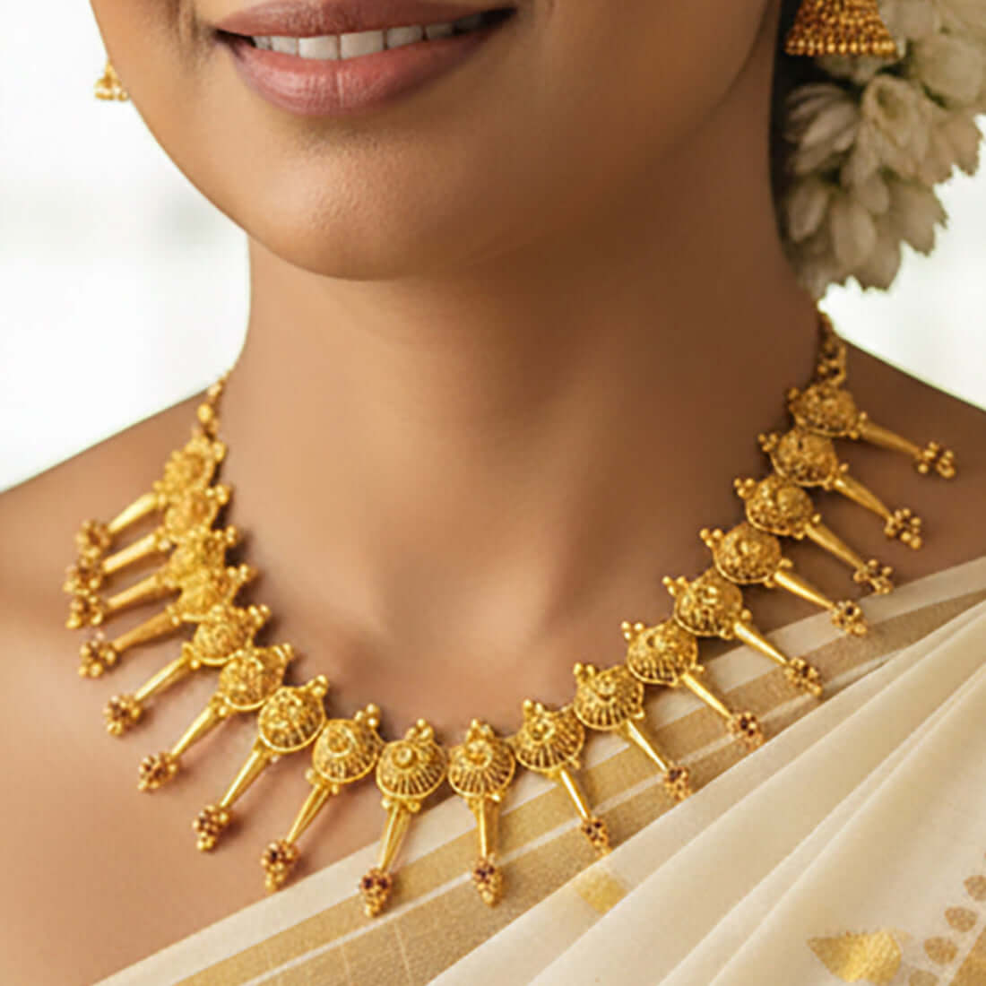 Gold Plated Dome Design Ruby Spike Choker - K Supreme