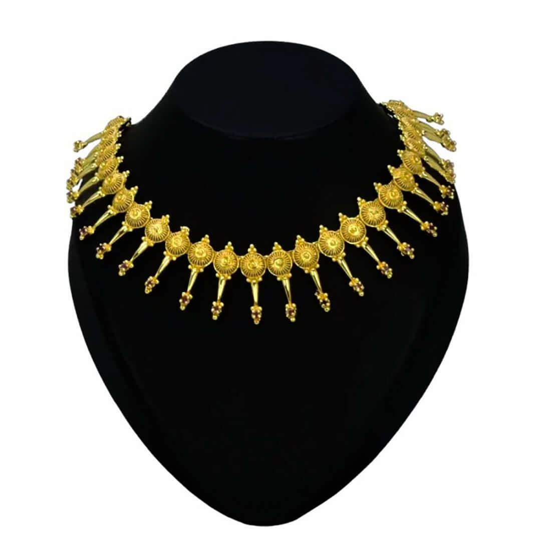 Gold Plated Dome Design Ruby Spike Choker - K Supreme