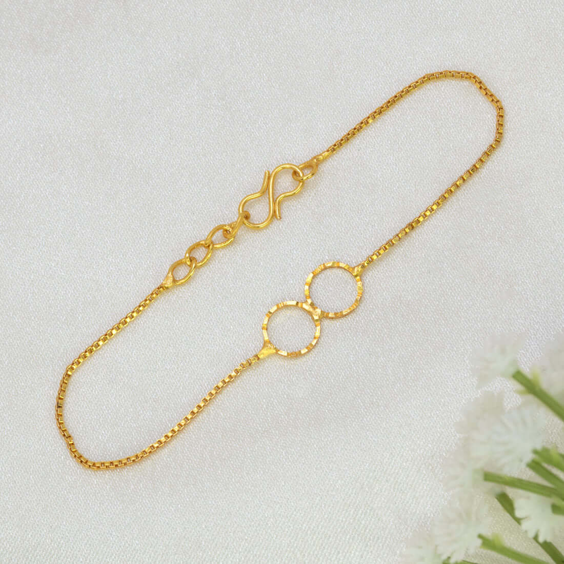 Gold Plated Double Circle Box Chain Bracelet