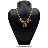 Gold Plated Double Palakka Necklace Dark Green
