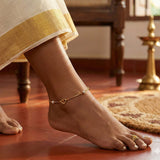 Gold Plated Dual - Tone Bead Heart Box Chain Anklets - K Supreme