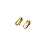 Gold Plated Emerald Stone Floral Second Studs/Nose Studs - KSupreme