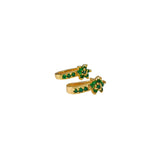 Gold Plated Emerald Stone Floral Second Studs/Nose Studs - KSupreme