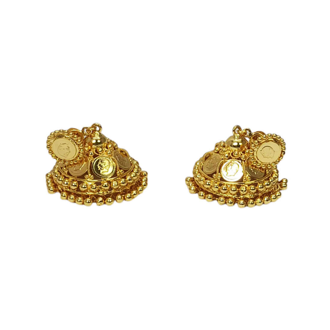 Gold Plated Ethnic Kasu Umbrella Jumka Earrings - K Supreme