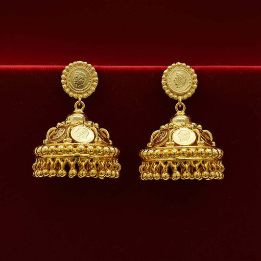 Gold Plated Ethnic Kasu Umbrella Jumka Earrings - K Supreme