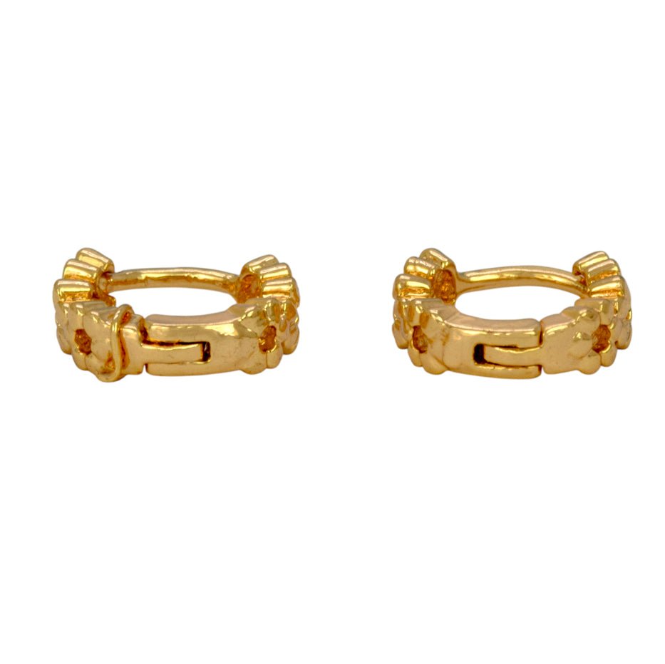 Gold - Plated Floral Hoop Earrings - K Supreme